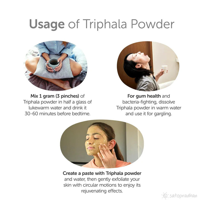 Satopradhan Triphala Powder 150g - Made from Organically Grown & Dried Amla, Baheda & Harad | USDA & NPOP Certified Organic