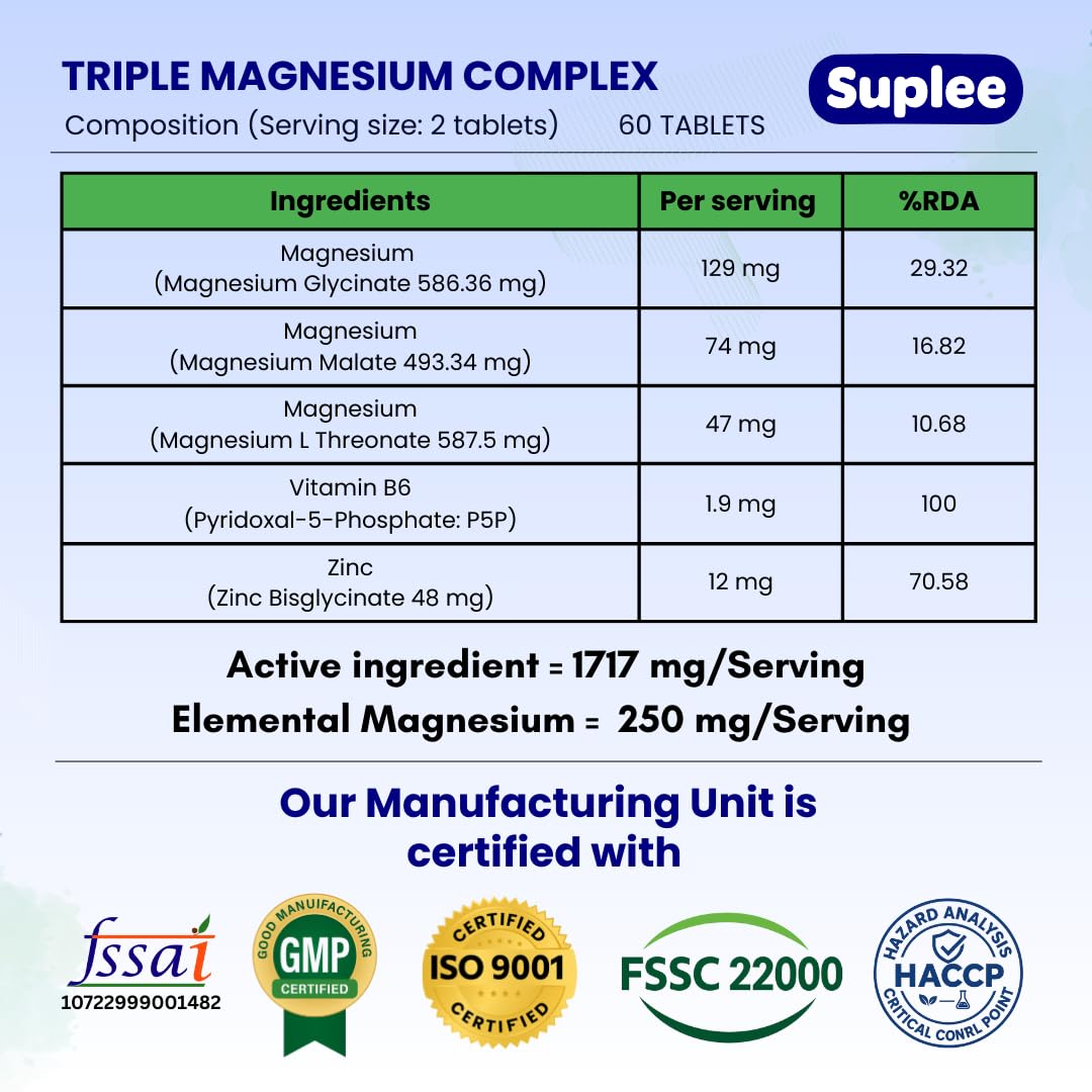 Suplee Triple Magnesium Complex – 60 Tablets