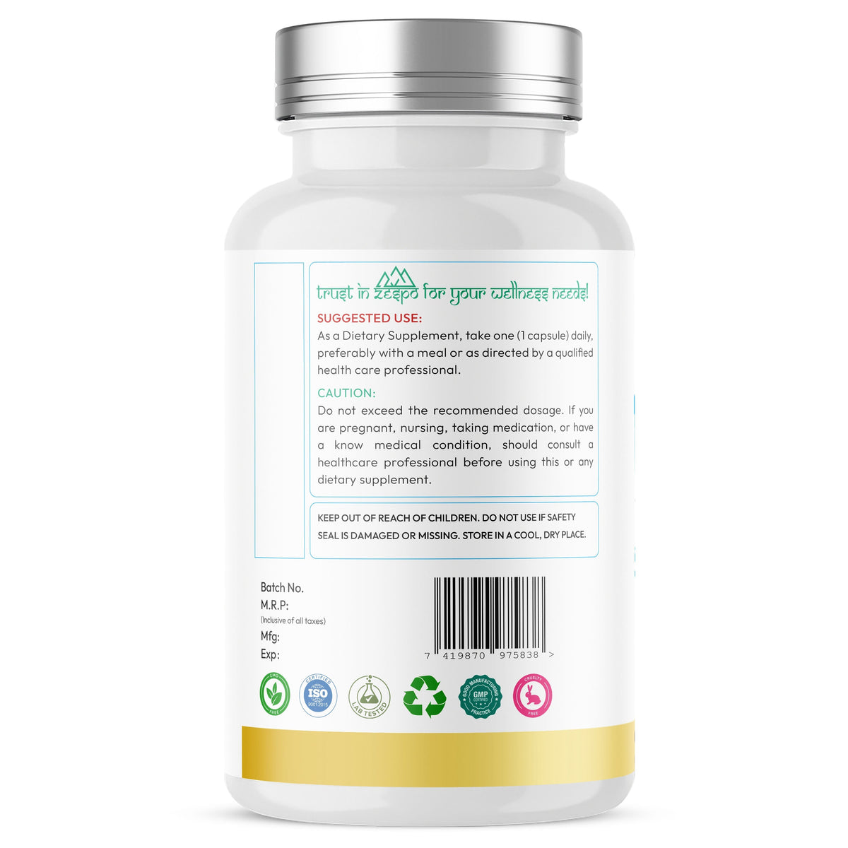 Zespo TUDCA 500 mg (Tauroursodeoxycholic Acid) | Pure TUDCA for Liver Health & Bile Flow Support | 1 Capsule Daily | 90 Vegan Capsules