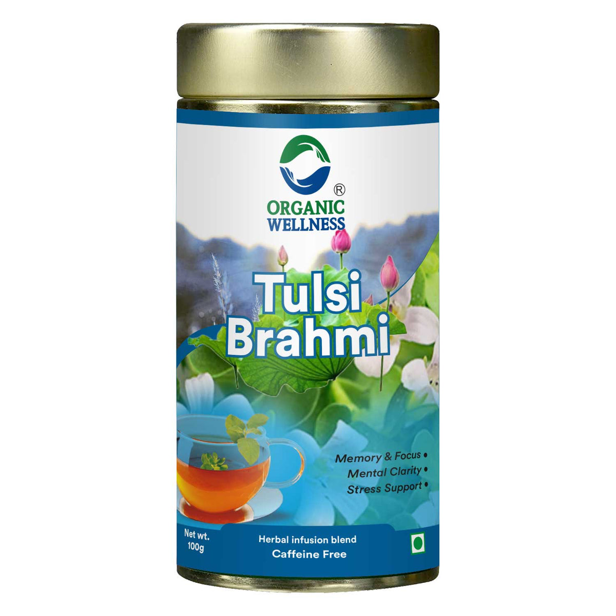 Organic Wellness Tulsi Brahmi 100 grams Tin Pack
