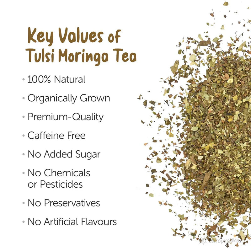 Satopradhan Tulsi Moringa Tea 25g - Caffeine-Free Herbal Tea for Cough, Cold, & Fever