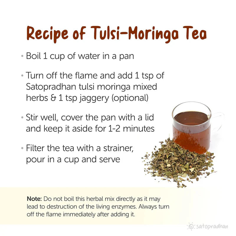 Satopradhan Tulsi Moringa Tea 25g - Caffeine-Free Herbal Tea for Cough, Cold, & Fever