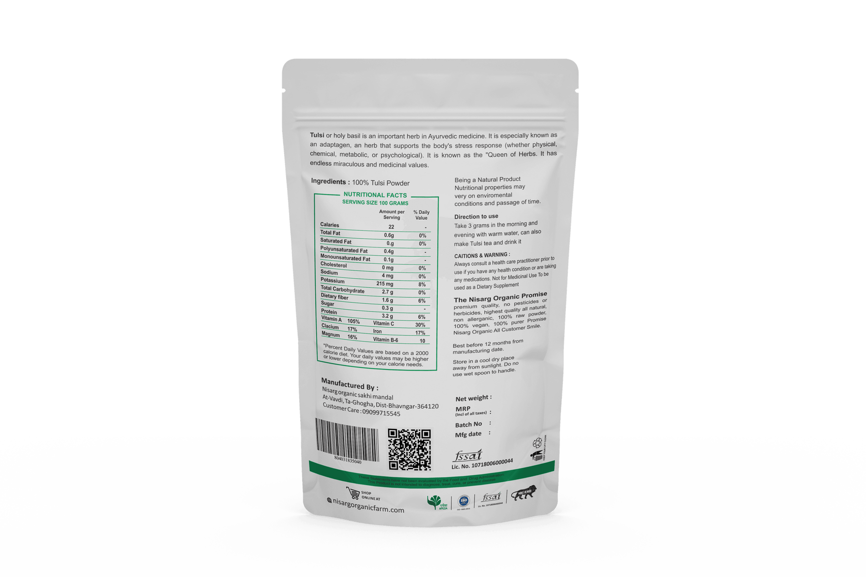 Nisarg Organic Farm Tulsi Powder