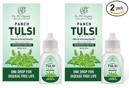 Dr. JPG Organic Panch Tulsi Drops 30ml / Panch Tusli Drops Extract/Natural Imunity Booster. Pack of 2