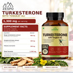 Zespo Turkesterone with Tongkat Ali 1,300 mg | Energy, Vitality & Workout Performance Support | 60 Vegan Capsules