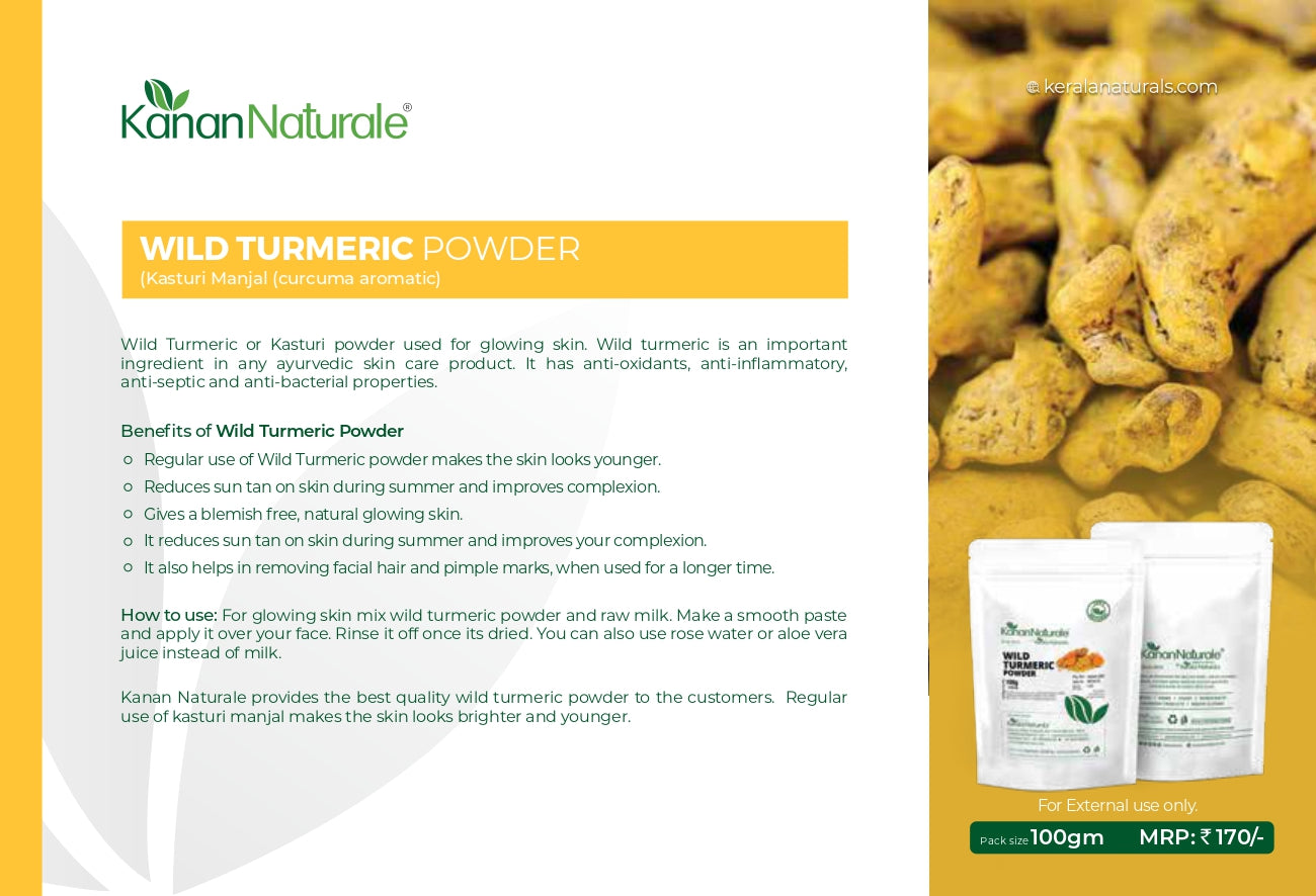 Kerala Naturals Wild Turmeric / Kasturi Powder 100 gm