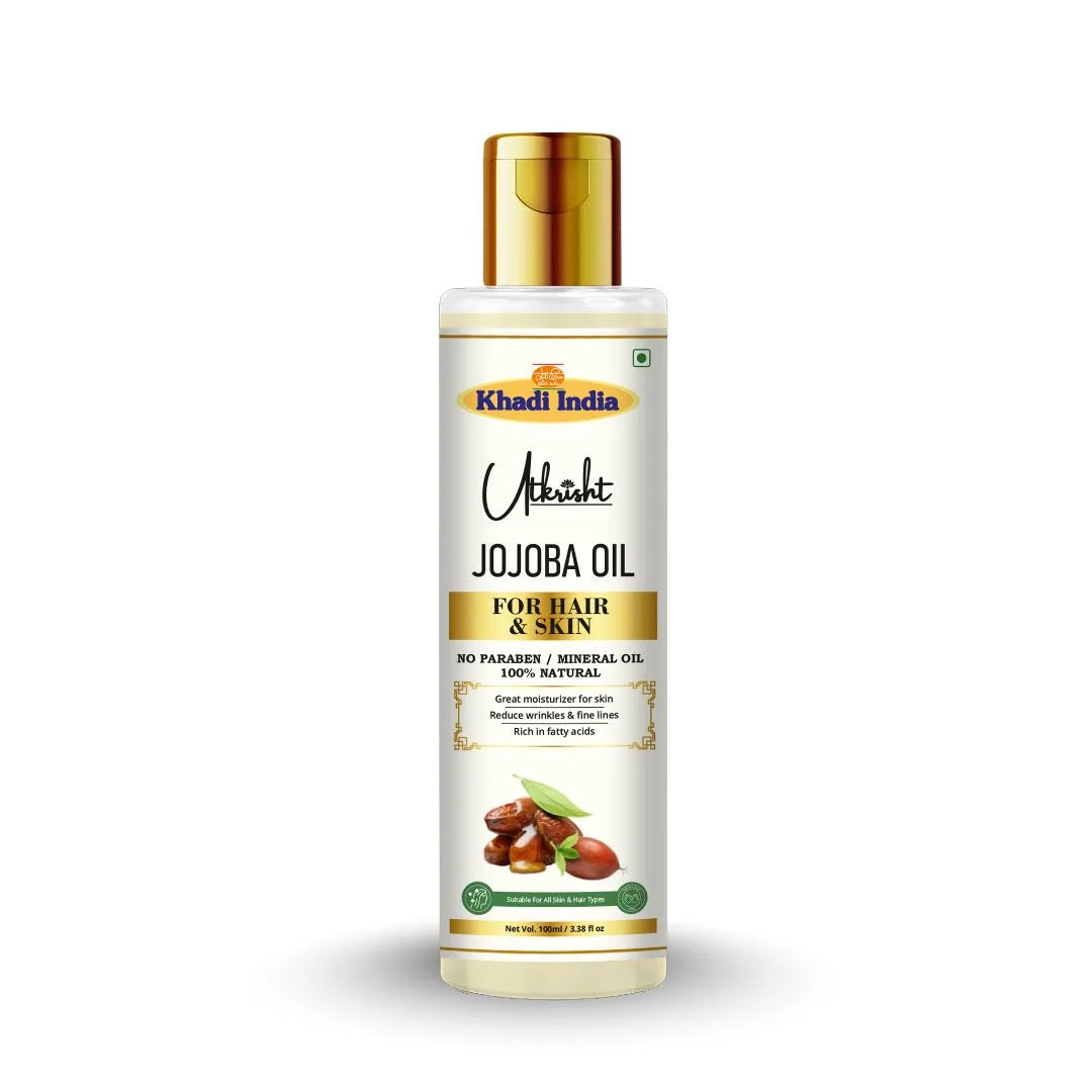 Utkrisht Khadi Pure Jojoba Oil | For Hair Growth, Scalp Nourishment & Skin Moisturizing (Lightweight & Non-Greasy)