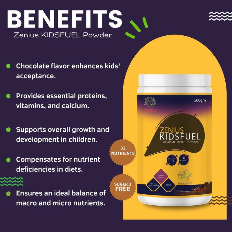 Zenius Kidsfuel Powder - Kids Protein Supplements for Kids' Health and Immunity Boosting - 500gm Powder
