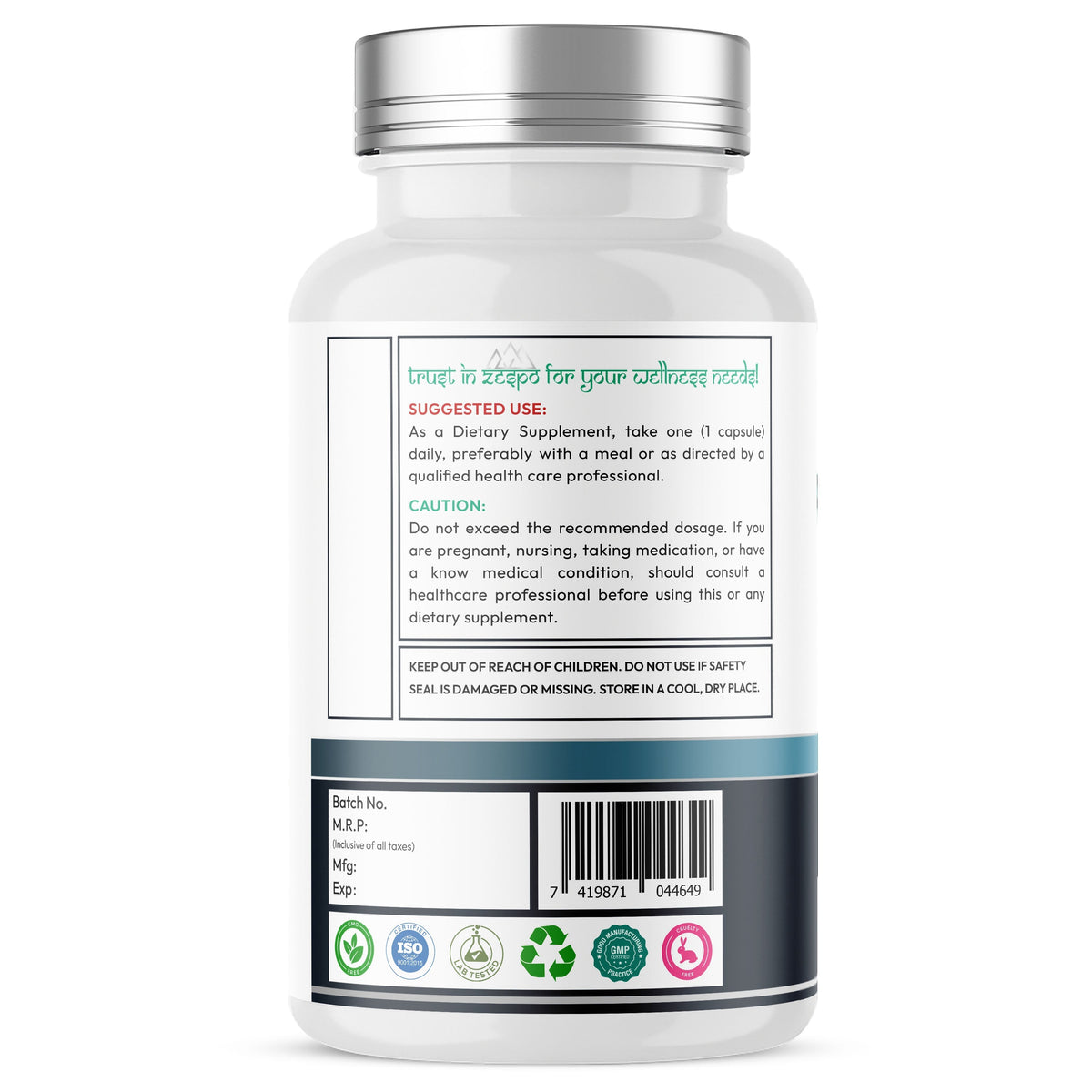 Zespo Potassium Citrate 800 mg (306 mg Elemental Potassium) | Electrolyte, Muscle & Nerve Function Support | 150 Veg Capsules