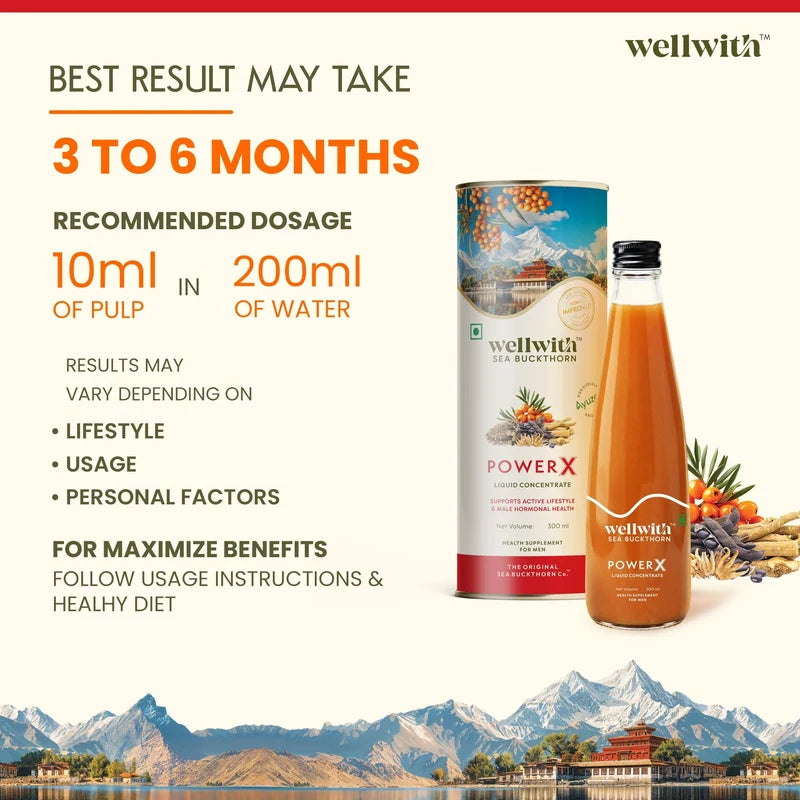 WellWith Power X Sea Buckthorn Juice For Men With Ashwagandha 300ml