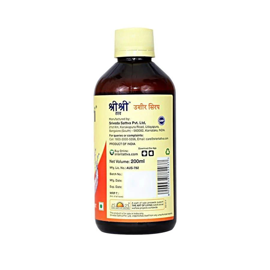 Sri Sri Tattva Ushira Syrup – Refreshing Ayurvedic Cooling Tonic – 200ml