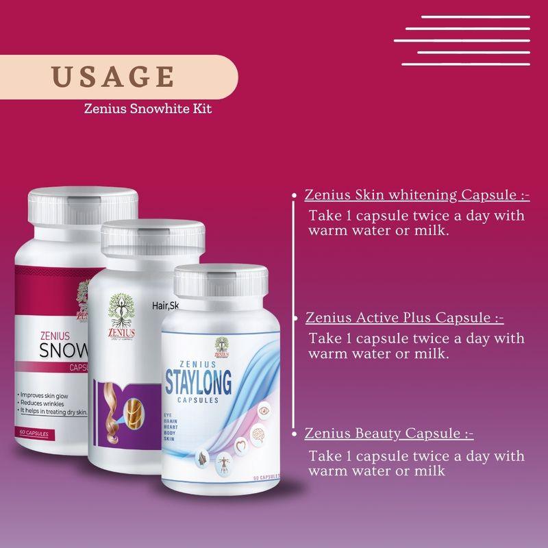 Zenius snowhite Kit - Skin Brightening Capsules for Skin Whitening and Glow Enhancement