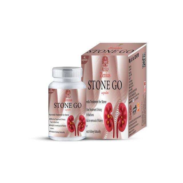 Zenius Stone Go Capsules - Pathri Medicine for Kidney Stone Removal and Relief Pathri Pain - 60 Capsules