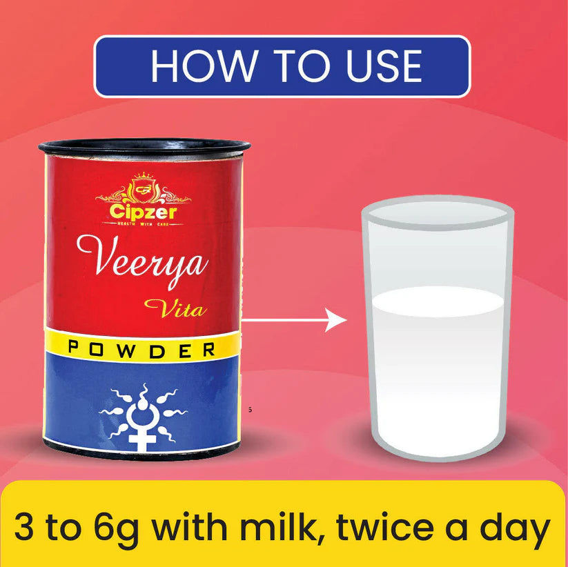Cipzer Veerya Vita Powder - 100g | Stamina Booster, Sperm Quality & Quantity, Male Vitality Support