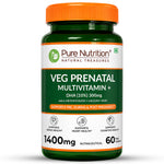 Pure Nutrition Veg Prenatal Multivitamin + DHA 300mg | With L-Methylfolate, Iron & Calcium | 60 Veg Tablets