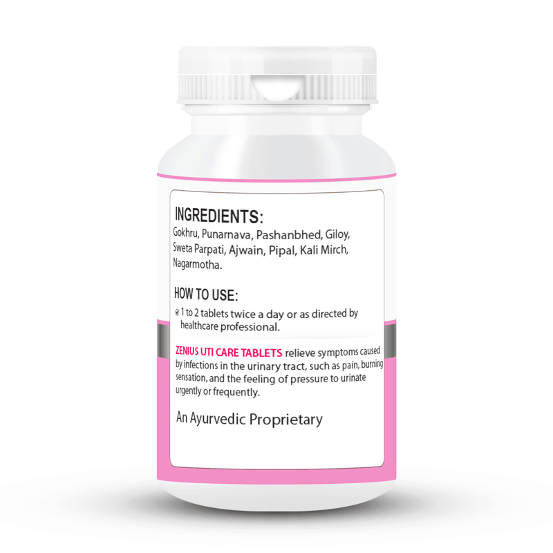 Zenius Uti Care Tablets - Ayurvedic Medicine for Reliev Pain Buring and itching During Urination - 60 Tablets