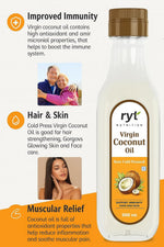 Ryt Nutrition Virgin Cold Pressed Coconut Oil (500ml) | 100% Pure and Natural | Cholesterol-free | Ideal for Cooking, Skin Care, Baby Care, and Oil Pulling