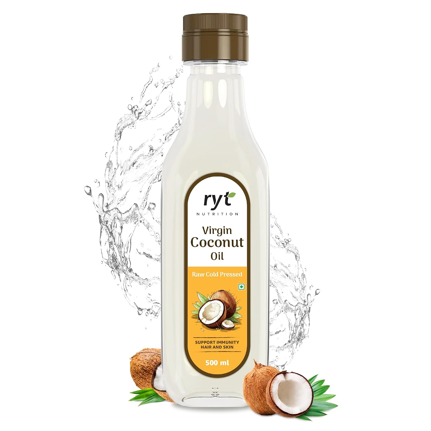 Ryt Nutrition Virgin Cold Pressed Coconut Oil (500ml) | 100% Pure and Natural | Cholesterol-free | Ideal for Cooking, Skin Care, Baby Care, and Oil Pulling