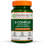 Pure Nutrition B-Complex 60 Veg Tabs – 100% RDA of B1, B2, B3, B5, B6, B9 | Boosts Immunity, Supports Hair Growth, Energy & Overall Health for Men & Women