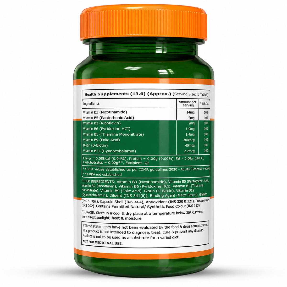 Pure Nutrition B-Complex 60 Veg Tabs – 100% RDA of B1, B2, B3, B5, B6, B9 | Boosts Immunity, Supports Hair Growth, Energy & Overall Health for Men & Women