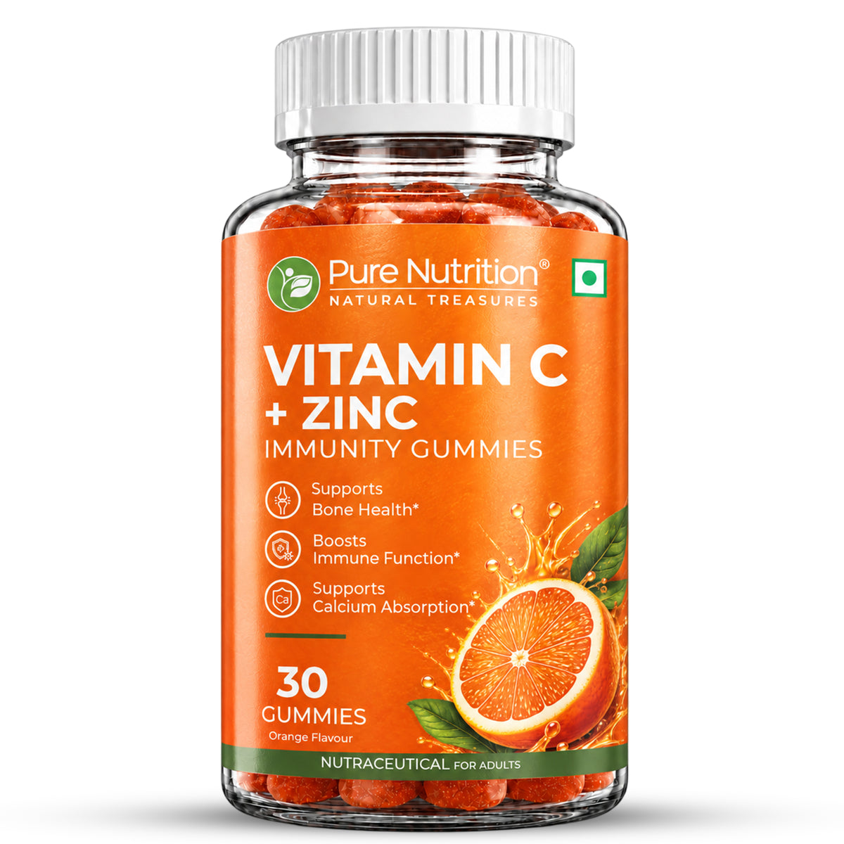 Pure Nutrition Vitamin C and Zinc Immunity Gummies 30 Gummies for immune and bone health support