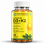 Pure Nutrition Vitamin D3 and K2 Gummies 60 Gummies for bone health, calcium absorption and immune support