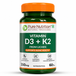 Pure Nutrition Vitamin D3 + K2 Tablets – 60 Veg Tablets for Bone, Immunity, Joint & Heart Health