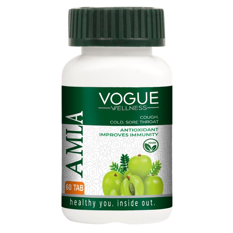 Vogue Wellness Amla Tablets | Indian Gooseberry Extract with Natural Vitamin C & Antioxidants | Supports Immunity, Skin, Hair & Digestive Wellness | Daily Herbal Supplement | 60 Vegetarian Tablets