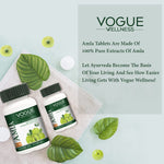 Vogue Wellness Amla Tablets | Indian Gooseberry Extract with Natural Vitamin C & Antioxidants | Supports Immunity, Skin, Hair & Digestive Wellness | Daily Herbal Supplement | 60 Vegetarian Tablets