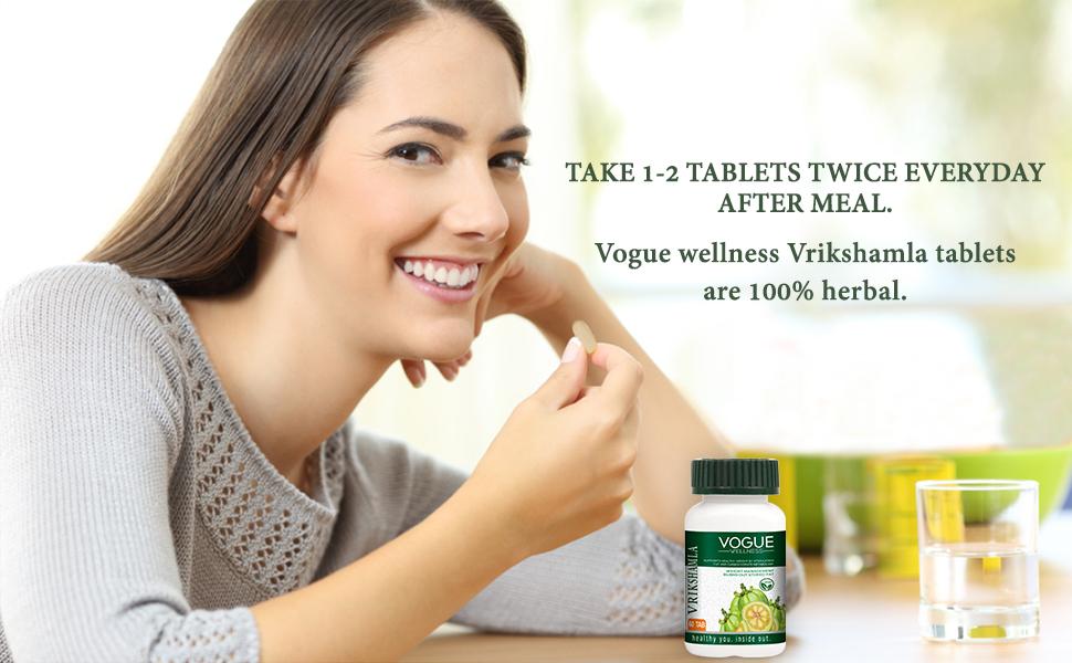 Vogue Wellness Vrikshamla Tablets | Garcinia Cambogia (Garcinia Indica) Extract | Herbal Supplement for Weight Management, Metabolism Support & Daily Wellness | 60 Vegetarian Tablets