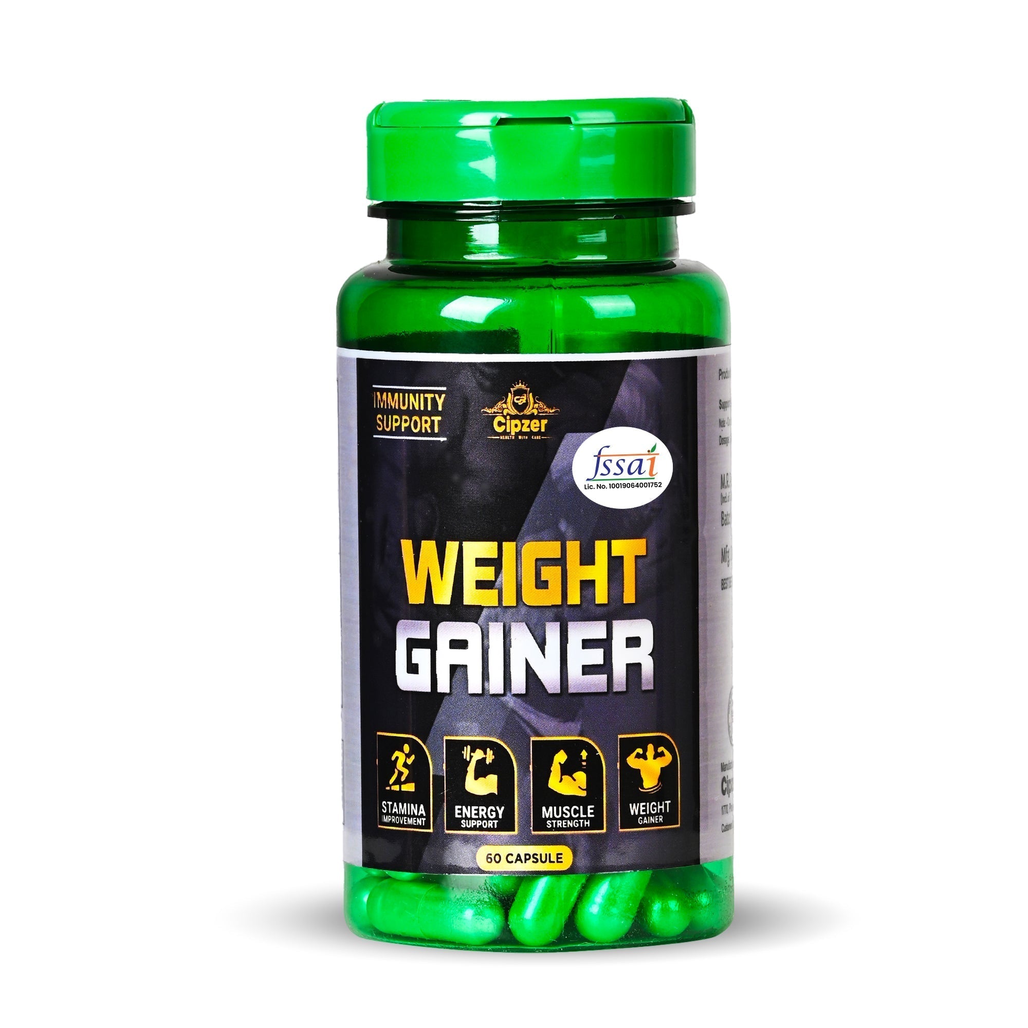 Cipzer Weight Gainer 60 Capsules | Herbal Appetite Booster for Healthy Weight Gain, Strength & Energy