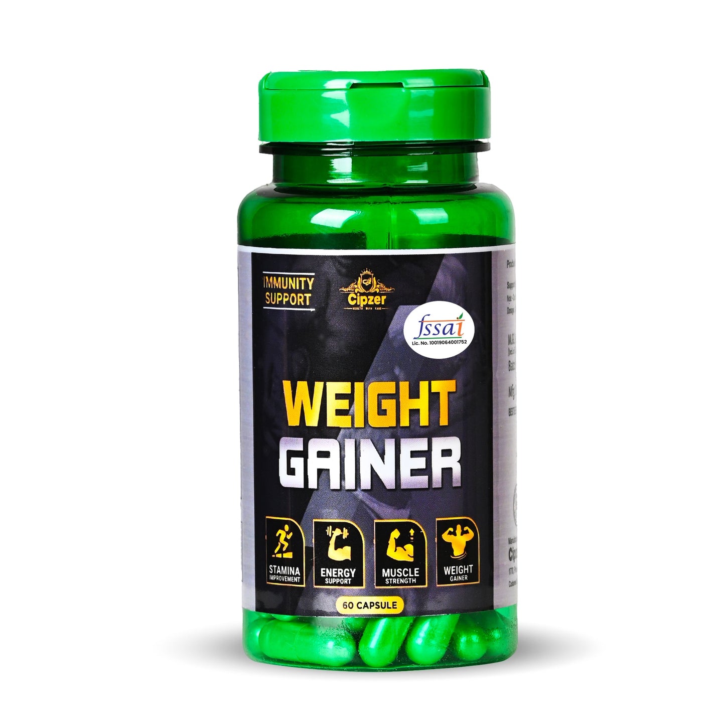 Cipzer Weight Gainer 60 Capsules | Herbal Appetite Booster for Healthy Weight Gain, Strength & Energy