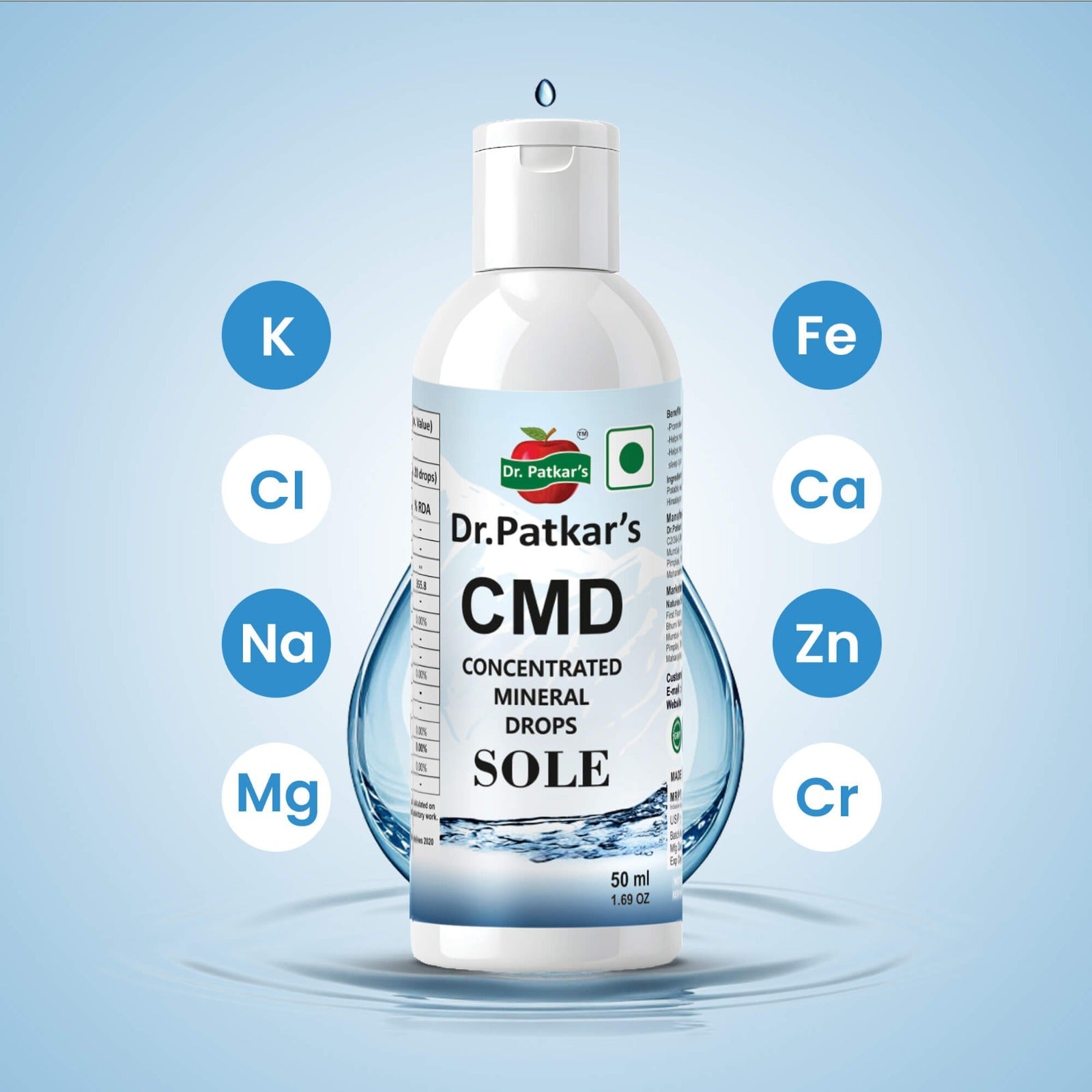 Dr. Patkar's Concentrated Mineral Drops Hydration Trace Supplement Increased energy levels (Cmd) 50Ml
