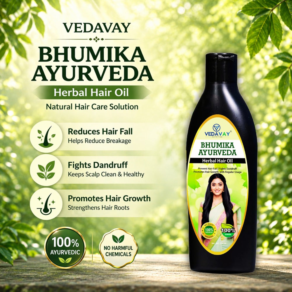 Vedavay Bhumika Ayurveda Herbal Hair Oil - Advanced Conditioning & Anti-Flake Scalp Care, 200ml