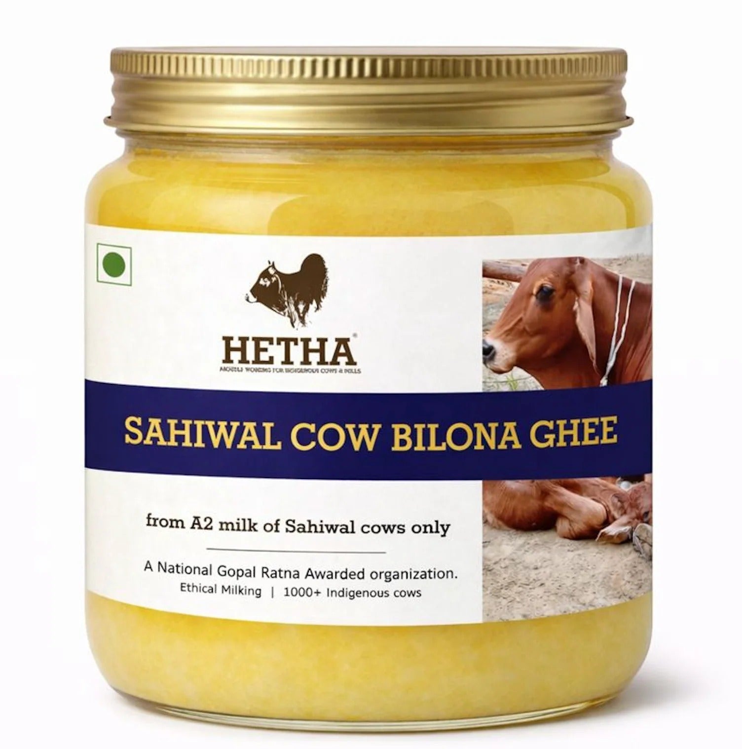 Hetha Sahiwal Cow A2 cultured Bilona Ghee / A2 Ghee - 1000 ml