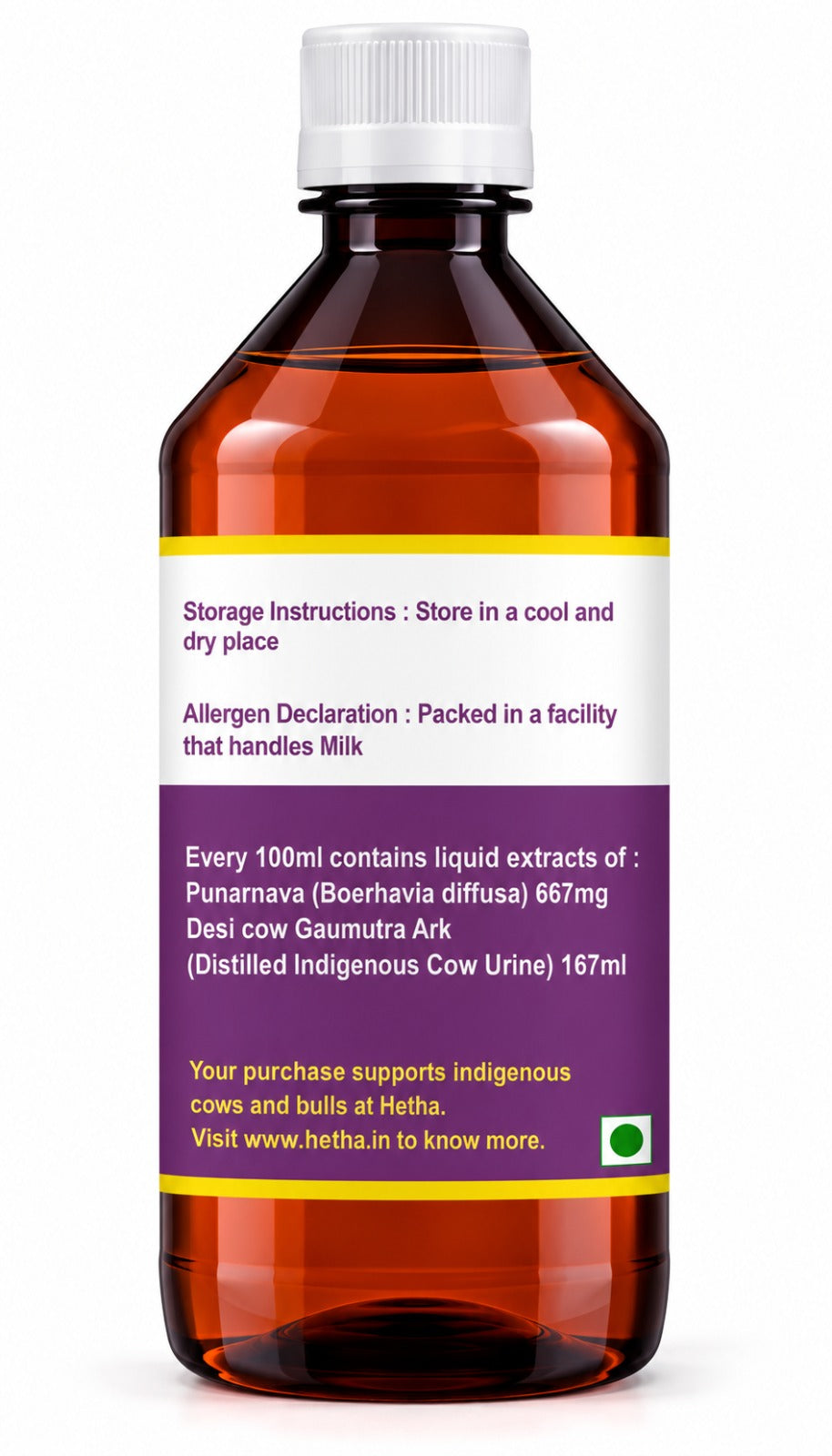 Hetha Punarnava Gaumutra Ark - 500 ml