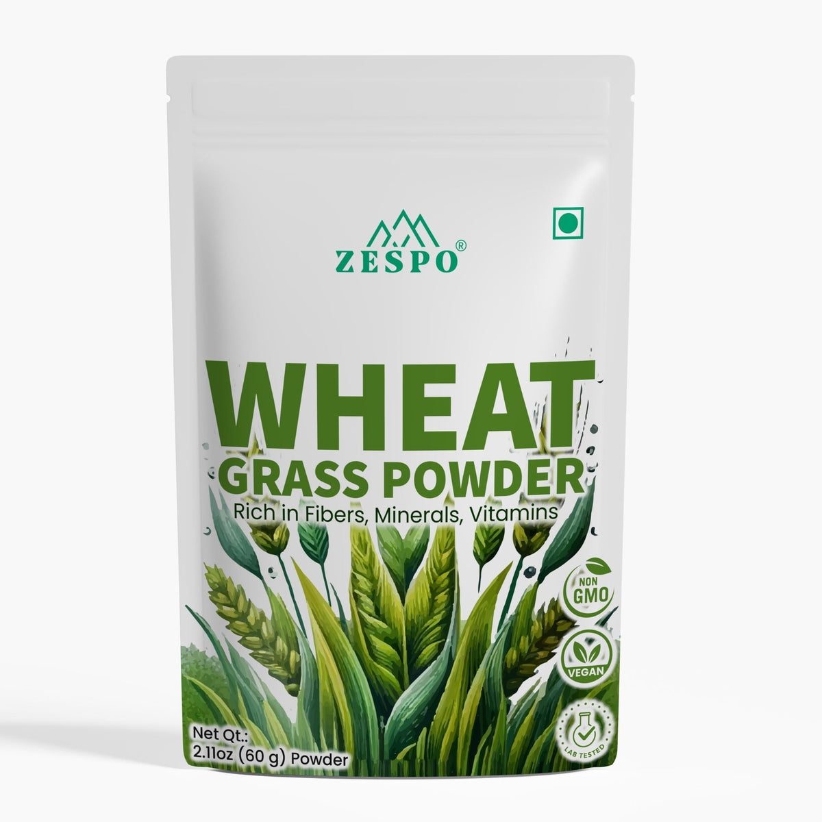 Zespo Wheatgrass Powder 60 g | 100% Pure Wheatgrass (Triticum aestivum) | Green Superfood for Digestion & Daily Nutrition | 40 Servings | Vegan