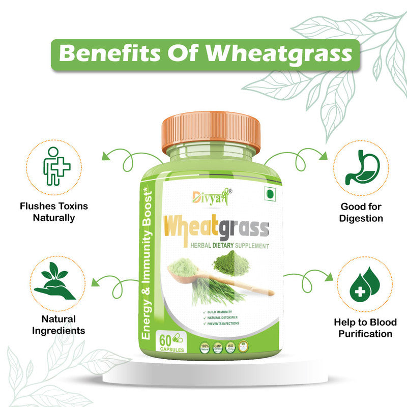 Divya Shree Wheatgrass Capsule Natural Supplement, Pure & Unprocessed Made Using Premium Ingredients, Helpful in losing weight 60 Capsule, Jeevan Care Ayurveda