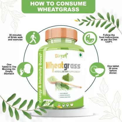 Divya Shree Wheatgrass Capsule Natural Supplement, Pure & Unprocessed Made Using Premium Ingredients, Helpful in losing weight 60 Capsule, Jeevan Care Ayurveda