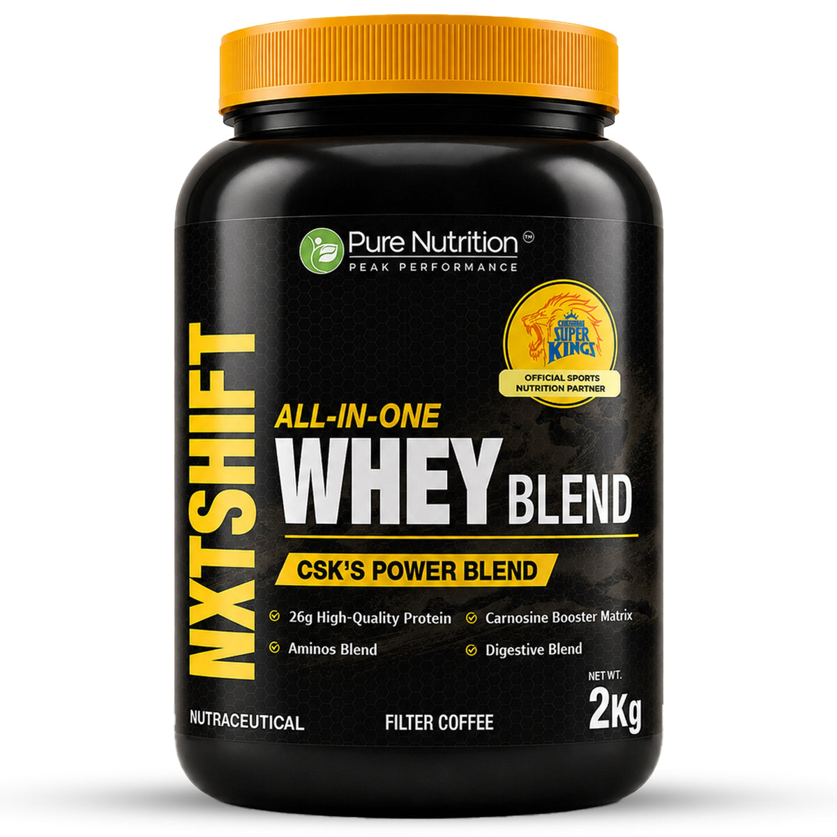 CSK Limited Edition Pure Nutrition NXT SHIFT All-In-One Whey Blend Powder - Filter Coffee, 2kg