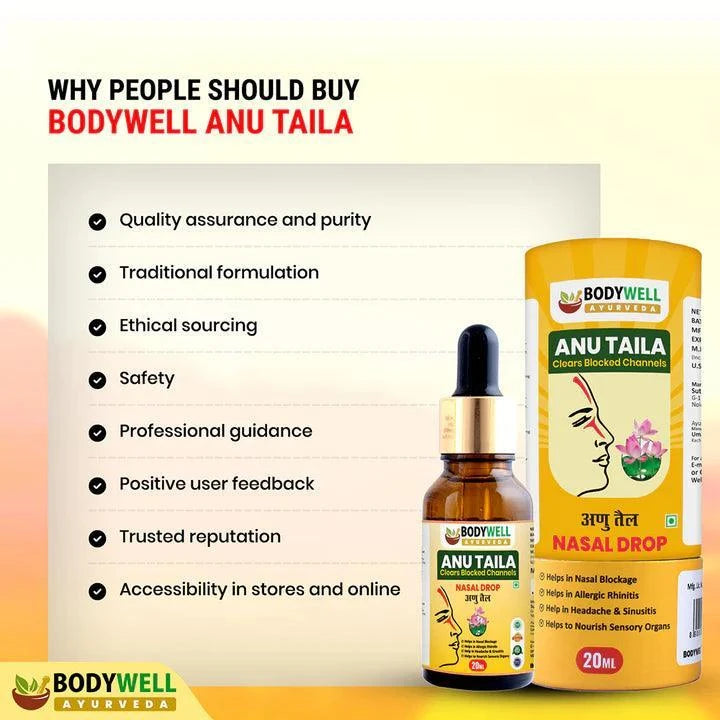 BodyWell Anu Taila – Ayurvedic Nasal Oil for Respiratory Wellness & Clarity – 20ml