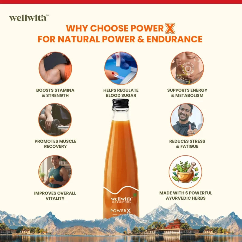 WellWith Power X Sea Buckthorn Juice For Men With Ashwagandha 300ml