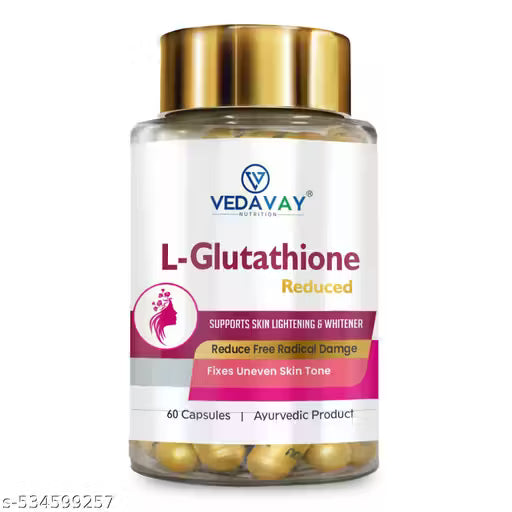Vedavay L-Glutathione Capsules with VItamin C, 60 Capsules, Ayurvedic Supplement