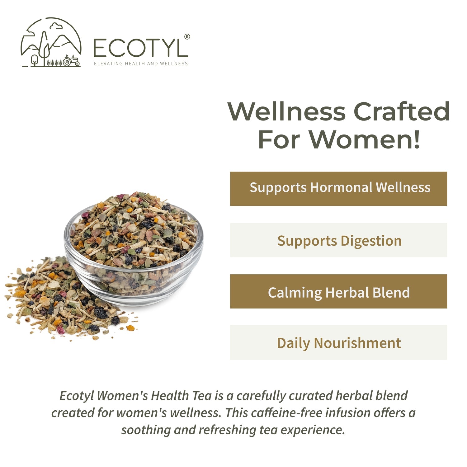 Ecotyl Women's Health Tea | Hormonal Balance | Herbal Tea | 50g