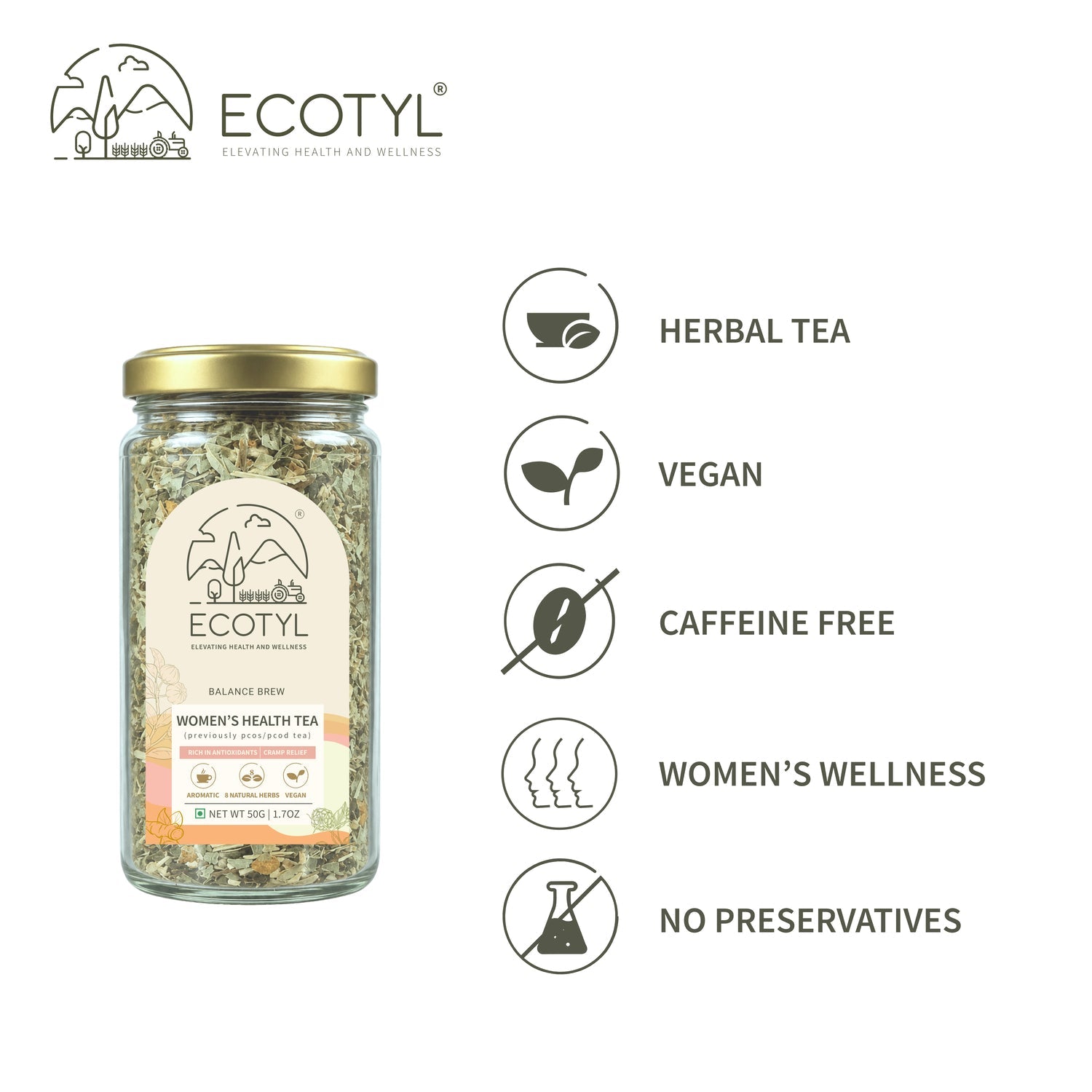 Ecotyl Women's Health Tea | Hormonal Balance | Herbal Tea | 50g