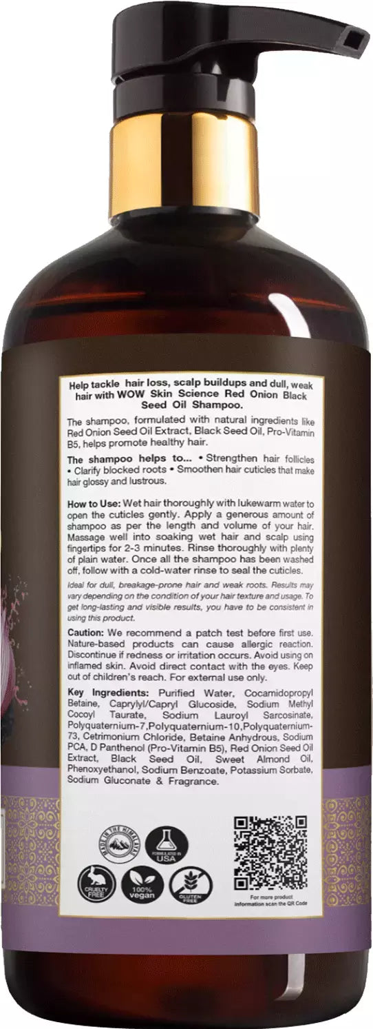 Wow Skin Science Red Onion Black Seed Oil Shampoo - 500ml