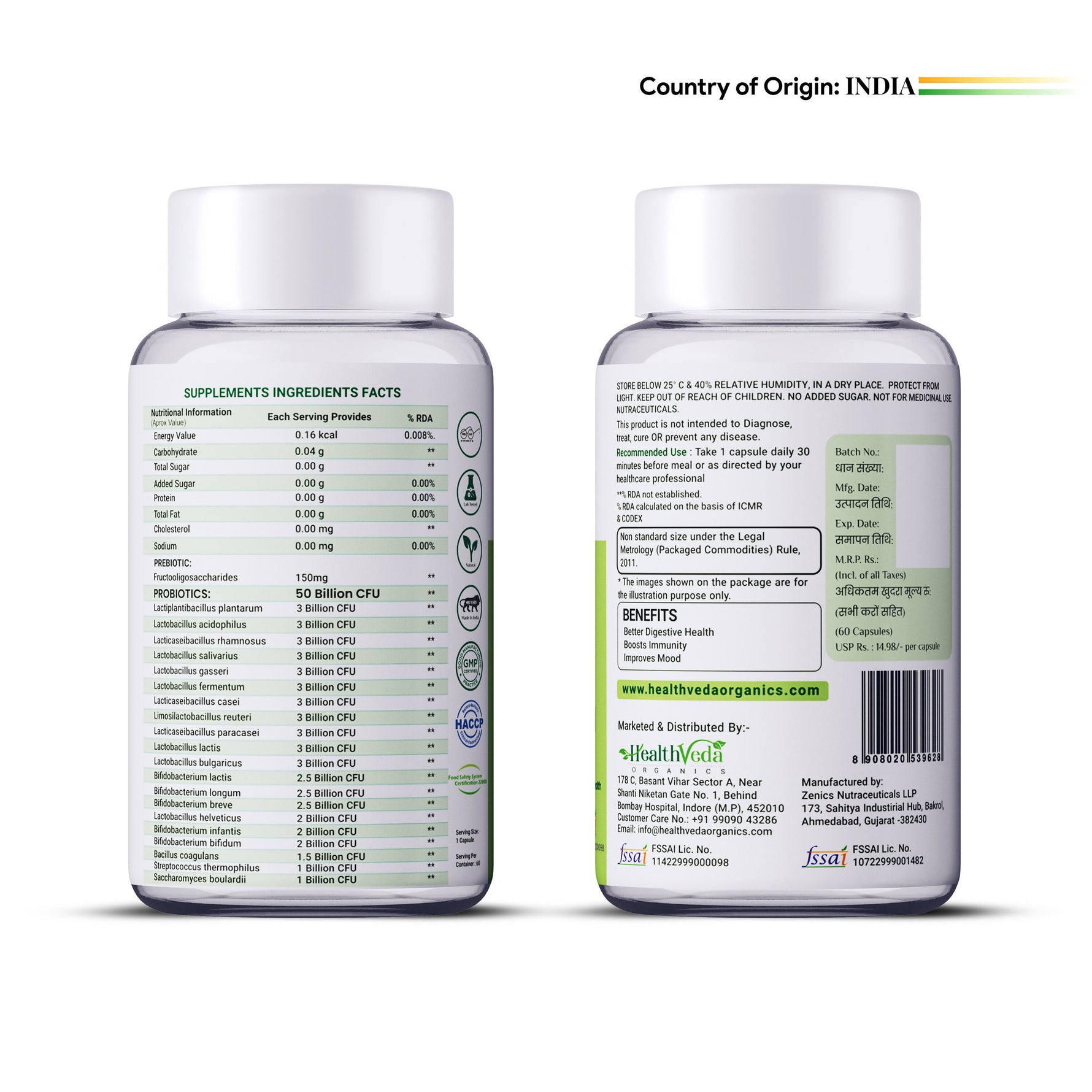 HealthVeda Probiotics 50 Billion Capsule - 60 Capsules