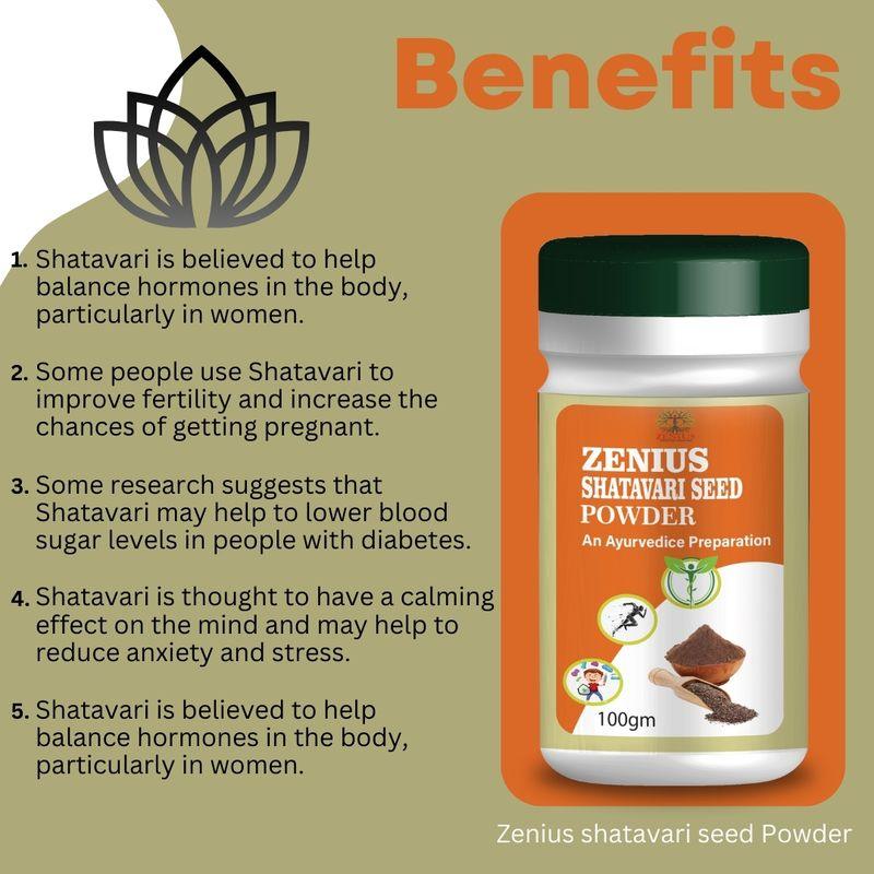 Zenius Shatavari seed Powder - for Sexual Health and Stamina Boosting - 100gm Powder