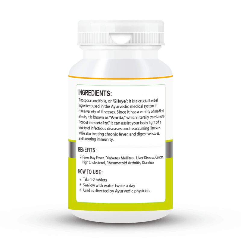 Zenius Giloy Tablets - Herbal Immune Booster for Detoxification, Fever Relief, and Overall Health - 60 Tablets