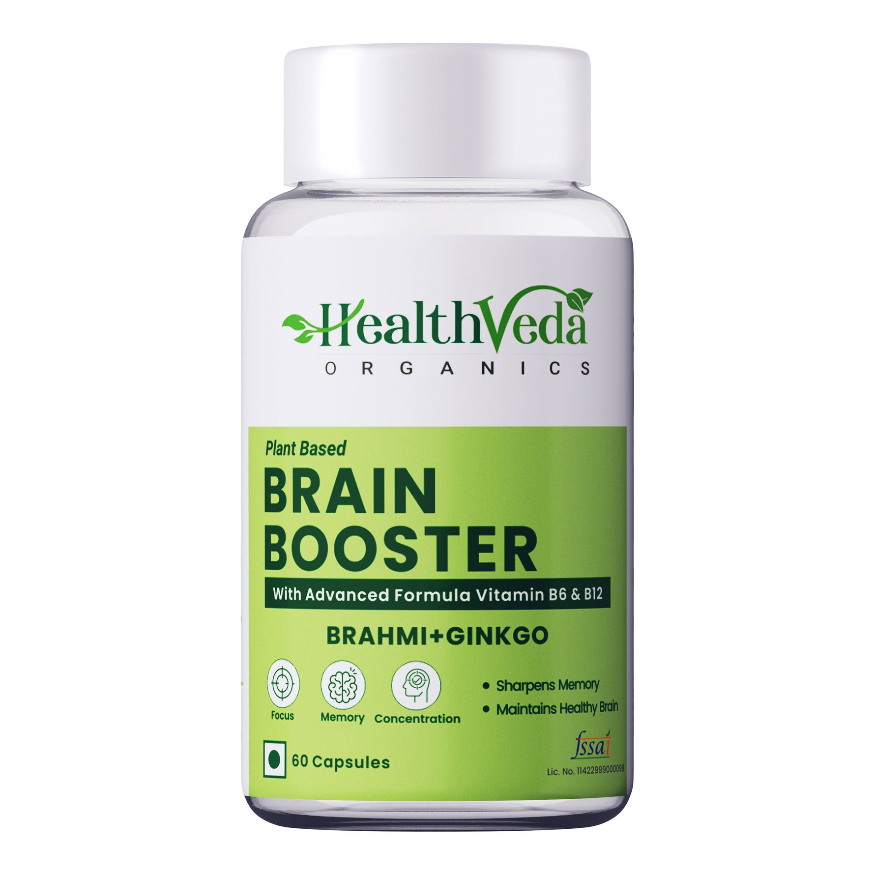 Health Veda Organics Brain Booster Capsule - 60 Capsules